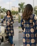 FANCY COTTON PRINT WORK  KURTI BLUE