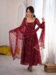 FANCY GEORGETTE DIGITAL PRINT WORK GOWN BOTTOM WITH DUPATTA MAROON
