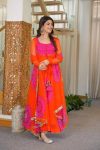 FANCY GEORGETTE DIGITAL PRINTED WORK GOWN BOTTOM WITH DUPATTA ORANGE