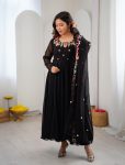 FANCY GEORGETTE EMBROIDERY WORK GOWN BOTTOM WITH DUPATTA BLACK