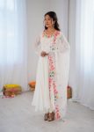 FANCY GEORGETTE EMBROIDERY WORK GOWN BOTTOM WITH DUPATTA WHITE
