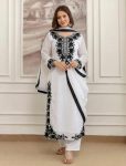 FANCY GEORGETTE EMBROIDERY WORK TOP BOTTOM WITH DUPATTA BLACK AND WHITE