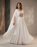 FANCY GEORGETTE MULTI SEQUENCE WITH EMBROIDERY WORK  KURTI WHITE