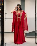FANCY GEORGETTE SEQUENCE & ZARI EMBROIDERY WORK  PALAZZO BLOUSE AND JACKET RED