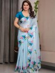 FANCY GEORGETTE SILK PRINTED WORK SAREE WITH UNSTITCHED BLOUSE RAMA