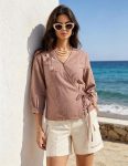 FANCY LINEN COTTON EMBROIDERY WORK TOP LAVENDER
