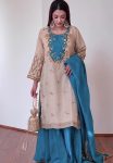 FANCY MASKA COTTON EMBROIDERY AND SEQUENCE WORK TOP PALAZZO WITH DUPATTA BLUE