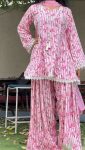 FANCY NATURAL CREPE DIGITAL PRINT WORK TOP PATIYALA WITH DUPATTA BABY PINK