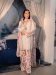 FANCY NATURAL CREPE EMBROIDERY SEQUENCE WORK TOP PATIYALA WITH DUPATTA RED AND WHITE