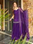FANCY RANGOLI SILK EMBROIDERY SEQUENCE WORK TOP PALAZZO WITH DUPATTA PURPLE