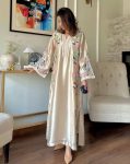 FANCY ROMAN GLASS EMBROIDERY 3 MM SEQUENCE WORK TOP BOTTOM WITH DUPATTA OFF WHITE