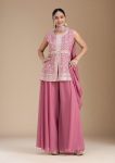 FANCY STAR GEORGETTE EMBROIDERY SEQUENCE WORK TOP PALAZZO WITH DUPATTA BABY PINK