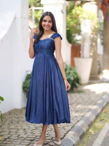 GEORGEOUS RANGOLI SILK MAGGAM WORK GOWN TEAL