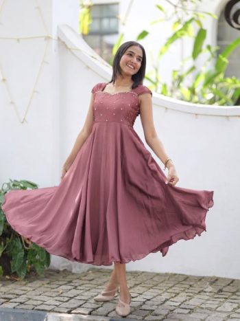 GEORGEOUS RANGOLI SILK MAGGAM WORK GOWN PINK