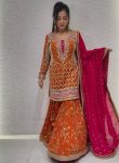 LATEST FAUX GEORGETTE THREAD  WITH SEQUENCE  WORK TOP SHARARA WITH DUPATTA ORANGE