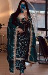 LATEST FENDY SILK EMBROIDERY SEQUENCE WORK  TOP PATIYALA WITH DUPATTA TEAL