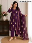 LATEST MUL COTTON EMBROIDERY WITH MIRROR WORK TOP BOTTOM WITH DUPATTA WINE