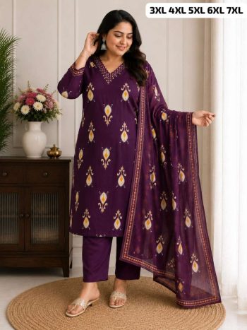 LATEST MUL COTTON EMBROIDERY WITH MIRROR WORK TOP BOTTOM WITH DUPATTA WINE