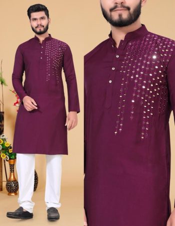 LATEST SILKY SILK MIRROR WORK  KURTA WITH PAYJAMA  WINE