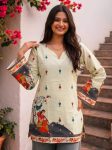 LUXURY COTTON KALAMKARI PRINT KURTI LIGHT YELLOW