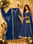 LUXURY FAUX GEORGETTE BANDHEJ PRINT WORK GOWN BOTTOM WITH DUPATTA BLUE