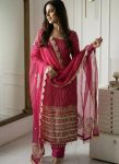 MODERN GEORGETTE CODING STITCH EMBROIDERY SEQUENCE WITH  HAND WORK AND DIGITAL PRINT WORK TOP BOTTOM WITH DUPATTA RANI