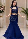 MODERN GEORGETTE EMBROIDERY SEQUENCE MULTI THREAD WORK LEHENGA CHOLI WITH ATTACHED DUPATTA BLUE