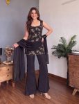 MODERN GEORGETTE EMBROIDERY SEQUENCE WORK  TOP PALAZZO WITH DUPATTA BLACK