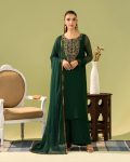 MODERN GEORGETTE SILK EMBROIDERY SEQUENCE & BEADS WORK TOP BOTTOM WITH DUPATTA GREEN