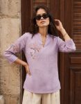 MODERN LINEN COTTON EMBROIDERY WORK TOP LAVENDER