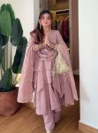 MODERN MUL CHANDERI PLAIN TOP BOTTOM WITH DUPATTA PINK