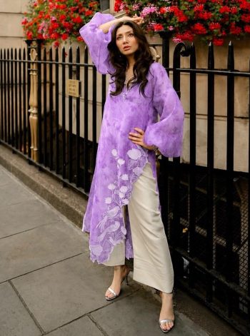 MODERN ORGANZA SHRUG TOP AND PENT PURPLE