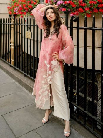 MODERN ORGANZA SHRUG TOP AND PENT PINK