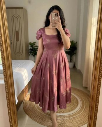 MODERN RANGOLI DESIGNER BUTTERFLY WORK GOWN ONION