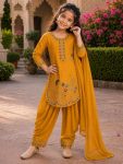 MODERN VICHITRA EMBROIDERY WITH BHUNGALI WITH VAL WORK TOP PATIYALA WITH DUPATTA YELLOW