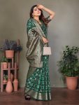 NEW ARRIVAL BANDHEJ SILK BANDHANI PRINT WORK FESTIVE WEAR  SAREE WITH UNSTITCHED BLOUSE GREEN