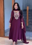 NEW ARRIVAL GEORGETTE EMBROIDERY SEQUENCE WITH  LACE BORDER WORK GOWN BOTTOM WITH DUPATTA PURPLE
