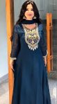 NEW ARRIVAL GEORGETTE EMBROIDERY SEQUENCE WITH  LACE BORDER WORK GOWN BOTTOM WITH DUPATTA BLUE
