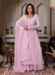 NEW ARRIVAL GEORGETTE HAND WORK GOWN PALAZZO WITH DUPATTA BABY PINK