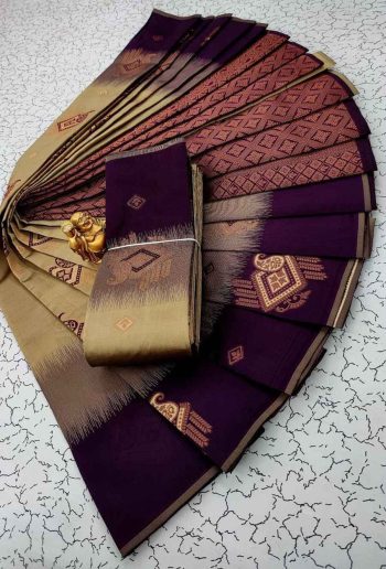 NEW ARRIVAL KUBERA PATTU SILK WEAVING ZARI WORK SAREE WITH UNSTITCHED BLOUSE CREAM AND WINE