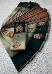 NEW ARRIVAL KUBERA PATTU SILK WEAVING ZARI WORK SAREE WITH UNSTITCHED BLOUSE DARK GREEN AND GREY