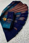 NEW ARRIVAL KUBERA PATTU SILK WEAVING ZARI WORK SAREE WITH UNSTITCHED BLOUSE NAVY BLUE AND SKY
