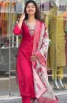 NEW ARRIVAL RAYON SLUB EMBROIDERY WORK TOP BOTTOM WITH DUPATTA RANI