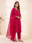 NEW ARRIVAL ROMAN SEQUENCE EMBROIDERY WORK TOP BOTTOM WITH DUPATTA RANI