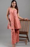 NEW ARRIVAL ROMAN SILK EMBROIDERY WORK TOP PENT SET PEACH