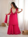 NEW ARRIVAL ROMAN SILK REAL MIRROR WORK TOP PALAZZO WITH DUPATTA PINK