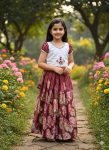 NEW ARRIVAL SATIN BANGLORI MAGGAM WORK KID'S LEHENGA CHOLI MAROON