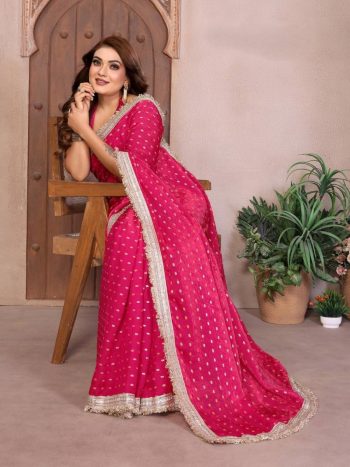 NEW ARRIVAL SATIN SILK TONE AND FOIL WORK SAREE WITH LACE WORK SAREE WITH UNSTITCHED BLOUSE RANI