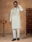 NEW ARRIVAL SILK EMBROIDERY WORK ONLY KURTA WHITE