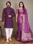 NEW-ARRIVAL-SILK-PRINT-WORK-SAREE-AND-BLOUSE-WITH-MIRROR-WORK-KURTA-PAYJAMA-COUPLE-WEAR-SET-FESTIVE-WEAR-WHOLESALE-PRICE-ETHNIC-GARMENT-1.jpg
